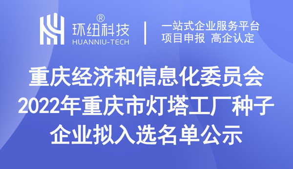 2022年重慶市燈塔工廠種子企業(yè)擬入選名單公示