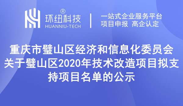 璧山區(qū)2020年技術(shù)改造項(xiàng)目擬支持項(xiàng)目名單