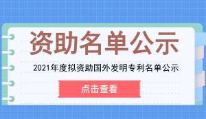 市知產(chǎn)局 | 2021年度擬資助國(guó)外發(fā)明專利名單公示