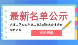 大渡口區(qū)2022年第二批高新技術(shù)企業(yè)培育項目名單