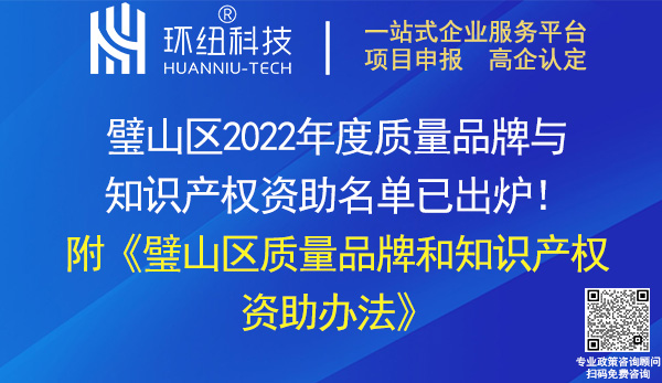 璧山區(qū)2022年度知識(shí)產(chǎn)權(quán)和標(biāo)準(zhǔn)化資助名單