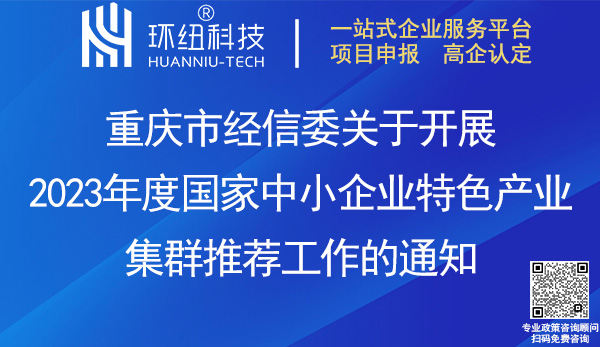 2023年度國家中小企業(yè)特色產(chǎn)業(yè)集群申報(bào)推薦