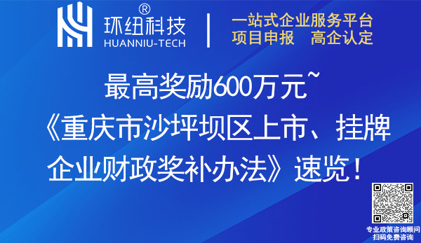 重慶市沙坪壩區(qū)上市掛牌企業(yè)財(cái)政獎補(bǔ)辦法