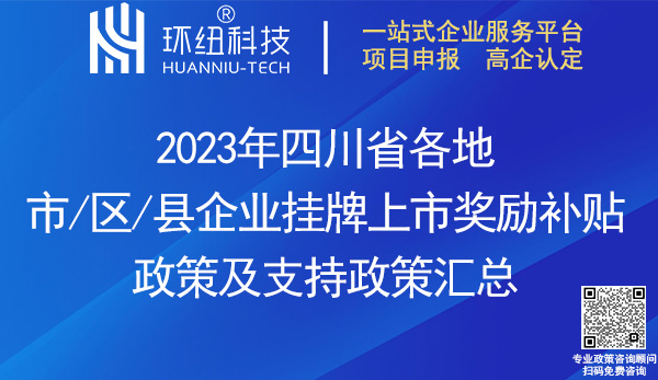 四川省各地市企業(yè)掛牌上市獎勵補貼政策