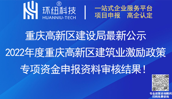 重慶高新區(qū)建筑業(yè)專項資金申報資料審核結果